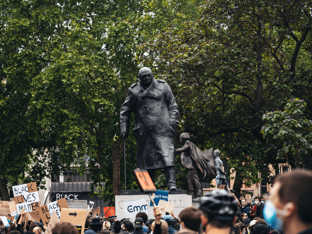 Black Lives Matter protest in London around Churchill's statue